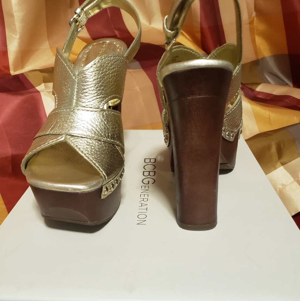 BCBGeneration Soft Gold platform shoe.